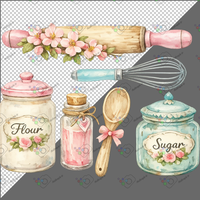 طرح برچسب بانکه و لوازم شیرینی پزی فانتزی-کد 70109(ویژه عکس گراف)