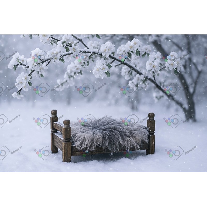 بک دراپ کودک و نوزاد تخت خواب چوبی تم پسرونه-کد 55381(ویژه عکس گراف)