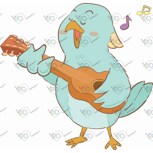 وکتور کارتونی پرنده گیتاریست-کد 11998