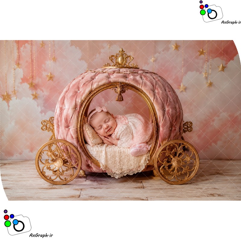 بک دراپ نوزاد کالسکه سیندرلا-کد 55512(ویژه عکس گراف)