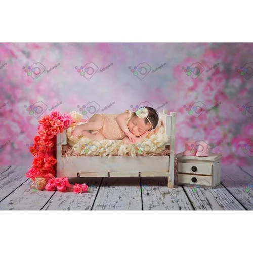 بک دراپ نوزاد تخت خواب چوبی و دراور-کد 5708