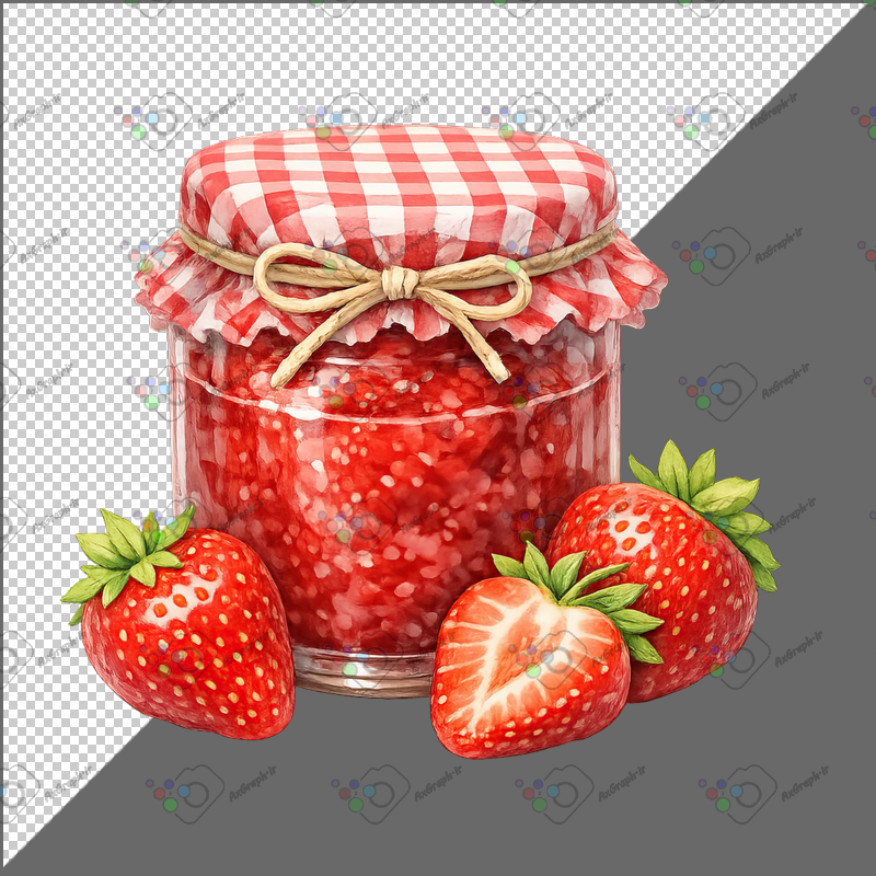 طرح برچسب فانتزی شیشه مربای توت فرنگی-کد 70175(ویژه عکس گراف)