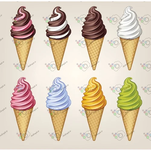 وکتور بستنی قیفی در 8 طعم-کد 11121