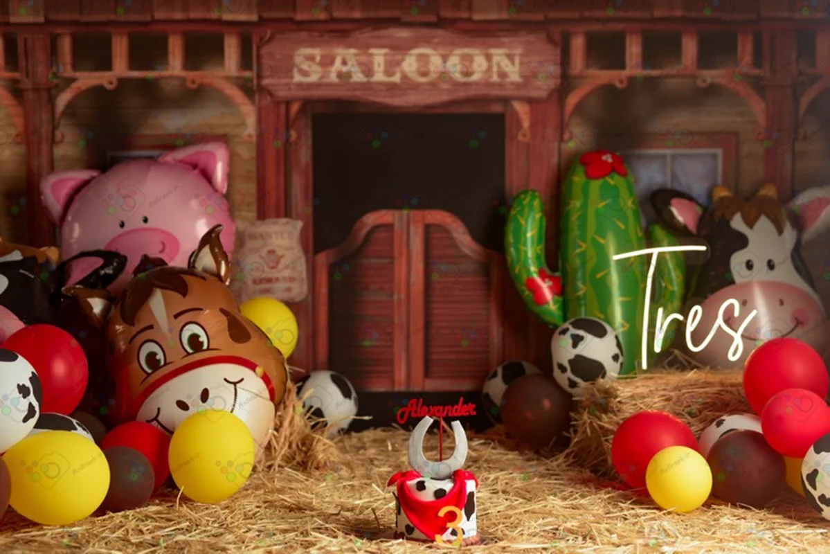 بک دراپ تولد سه سالگی تم انبار کاه -کد 44