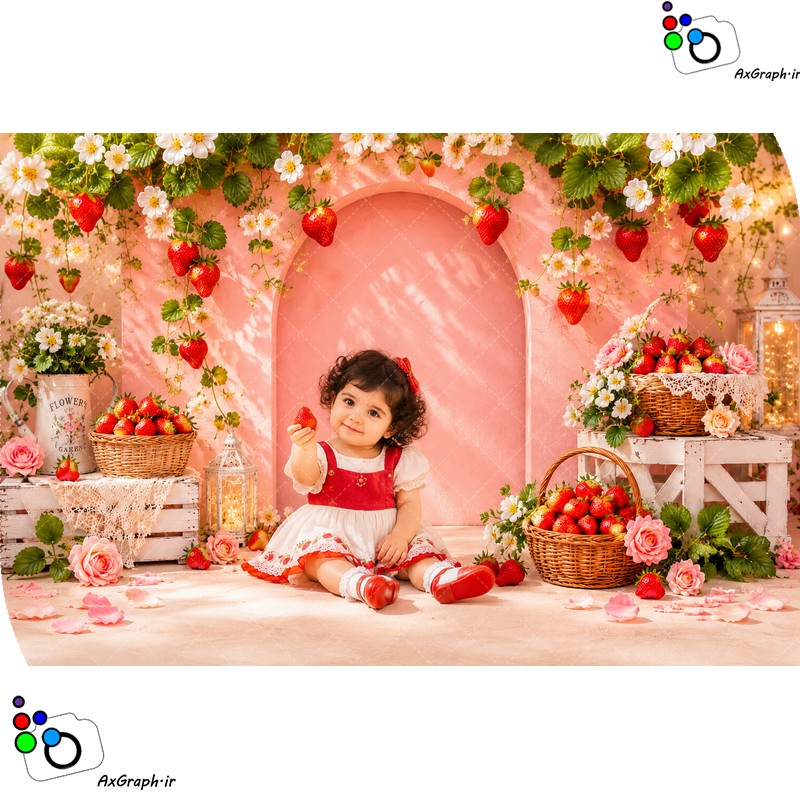 بک دراپ آتلیه باغ توت فرنگی-کد 55556(ویژه عکس گراف)