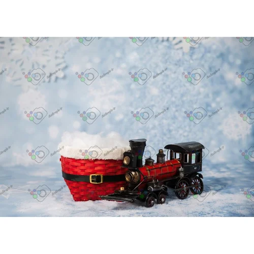 بک دراپ نوزاد کریسمس با دکور قطار-کد 5729