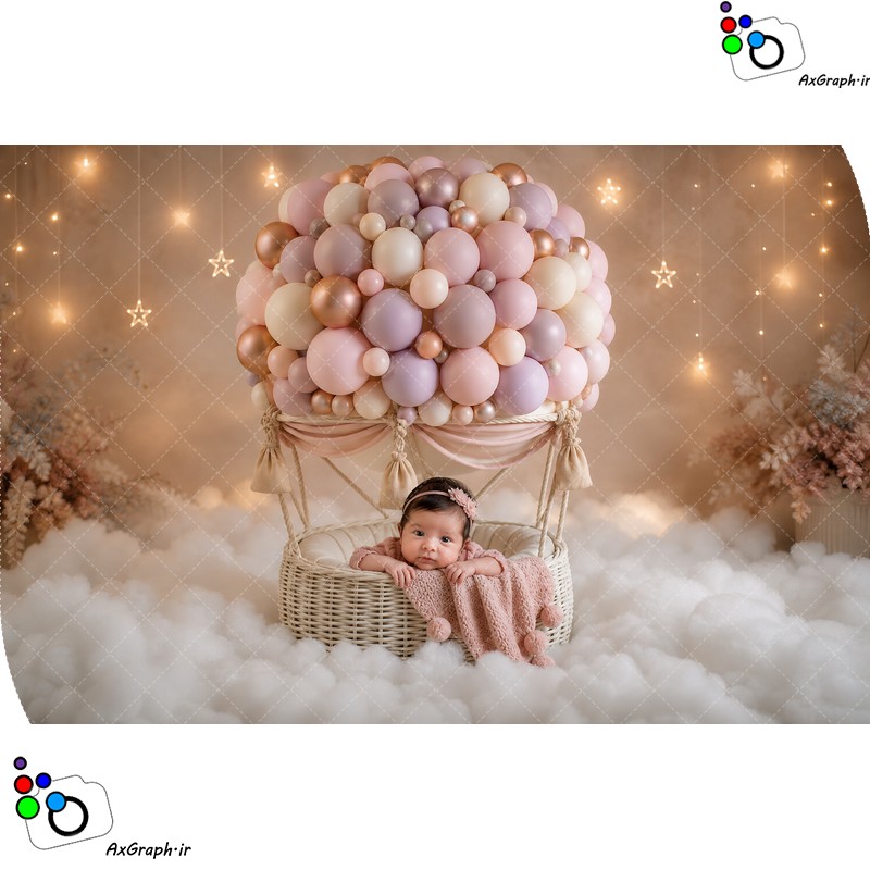 بک دراپ نوزاد بالون بادکنکی-کد 55501(ویژه عکس گراف)