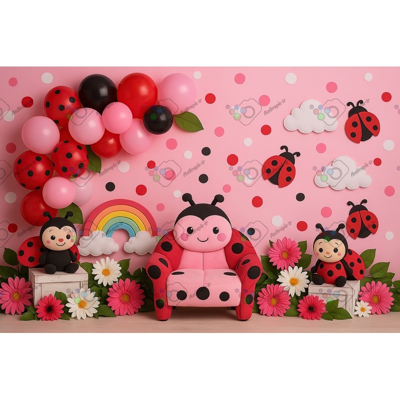 بک دراپ کودک تم کفشدوزک-کد 55451(ویژه عکس گراف)