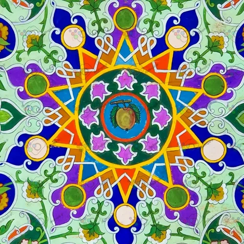 تصویر با کیفیت نمایی از کاشی لعابدار هفت رنگ قدیمی -کد 30078