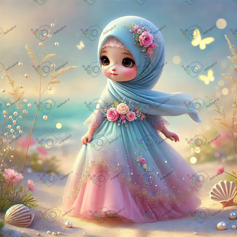 بک گراند کودکانه دختر ریزه میزه با حجاب در حال عبور از میان گلها-کد 44509(ویژه عکس گراف)