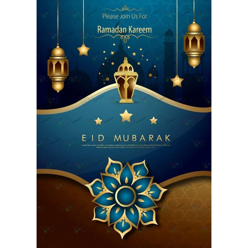 دانلود وکتور ماه مبارک رمضان با طرح گل و ماه و فانوس و مسجد-کد 10287