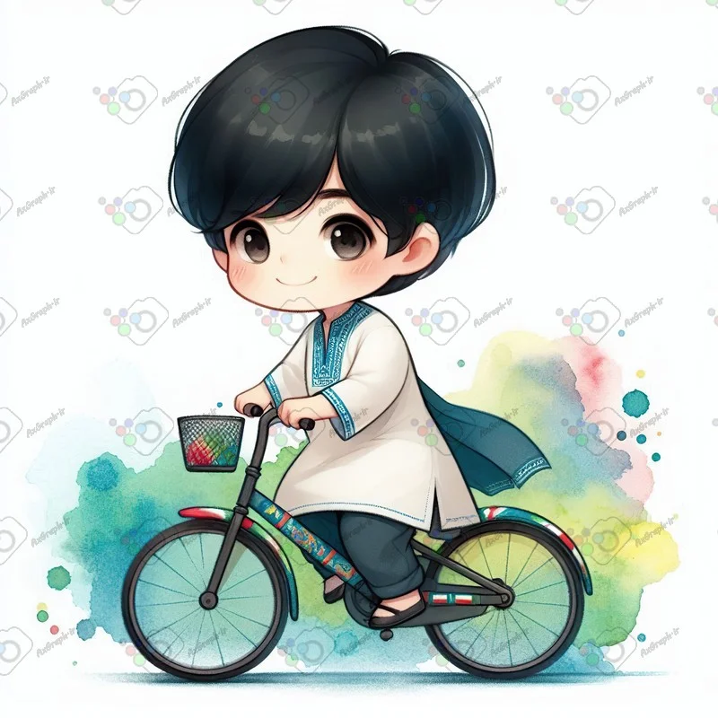 بک گراند کودکانه پسر بچه دوچرخه سوار-کد 43877(ویژه عکس گراف)