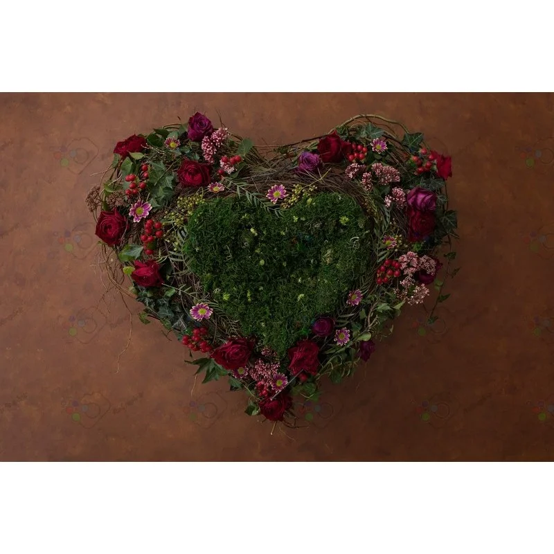 بک دراپ نوزاد قلب سبز گل آرایی-کد 5224
