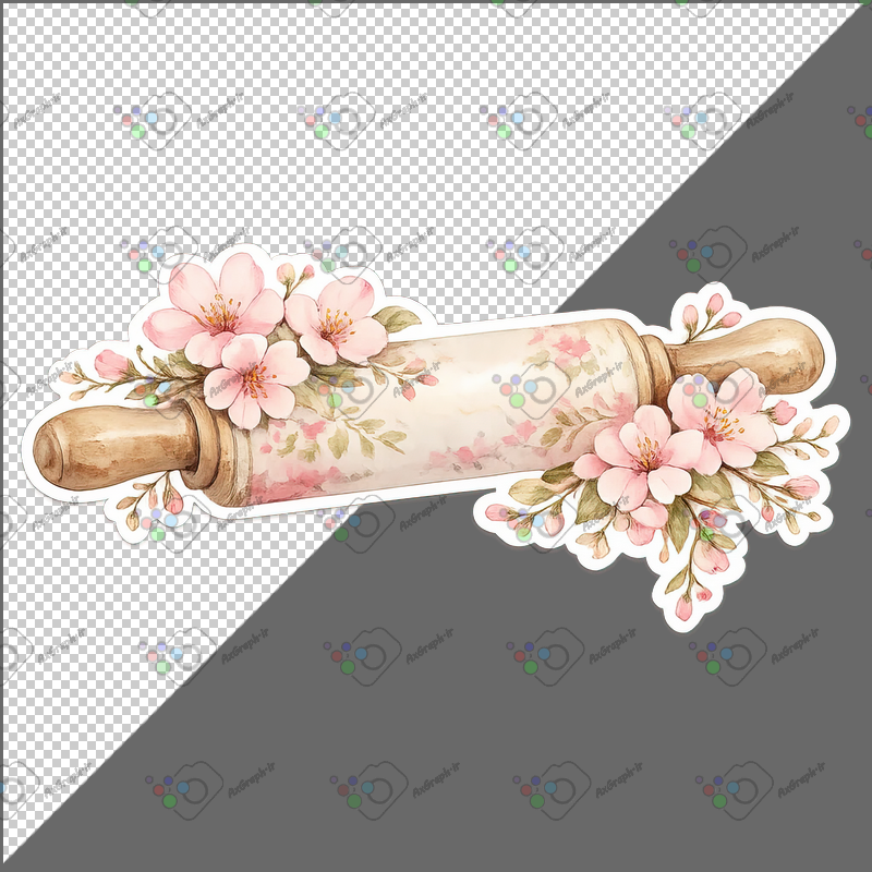 طرح برچسب فانتزی وردنه و شکوفه گیلاس-کد 70136(ویژه عکس گراف)