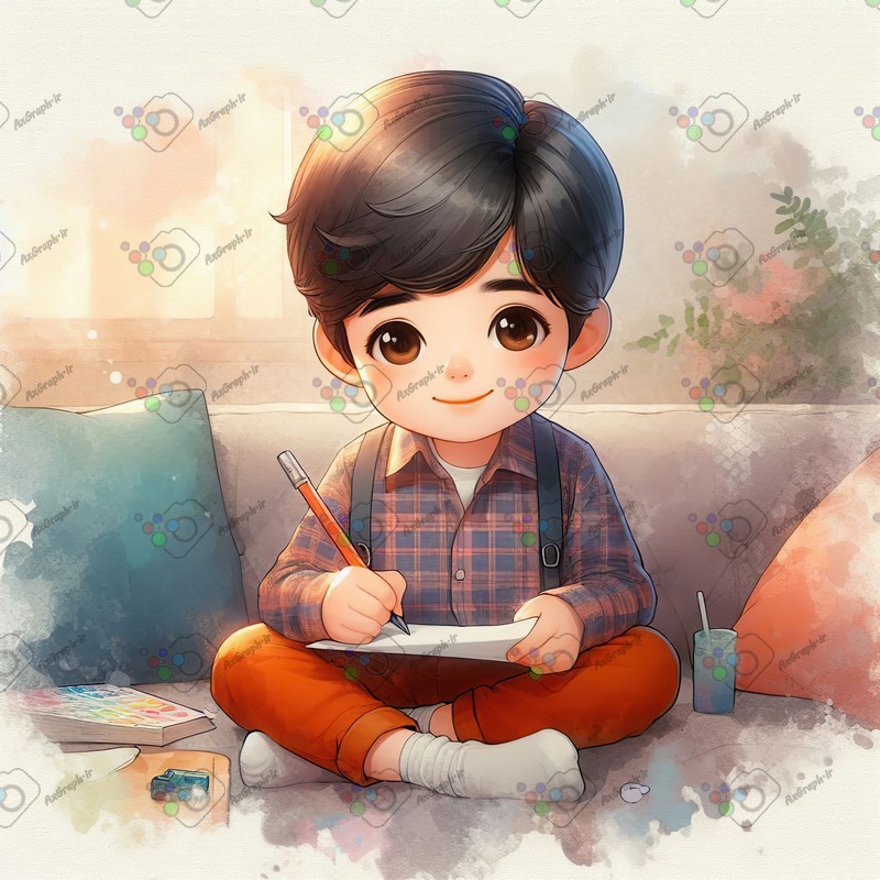 بک گراند کودکانه پسربچه در حال نقاشی کشیدن-کد 44458(ویژه عکس گراف)