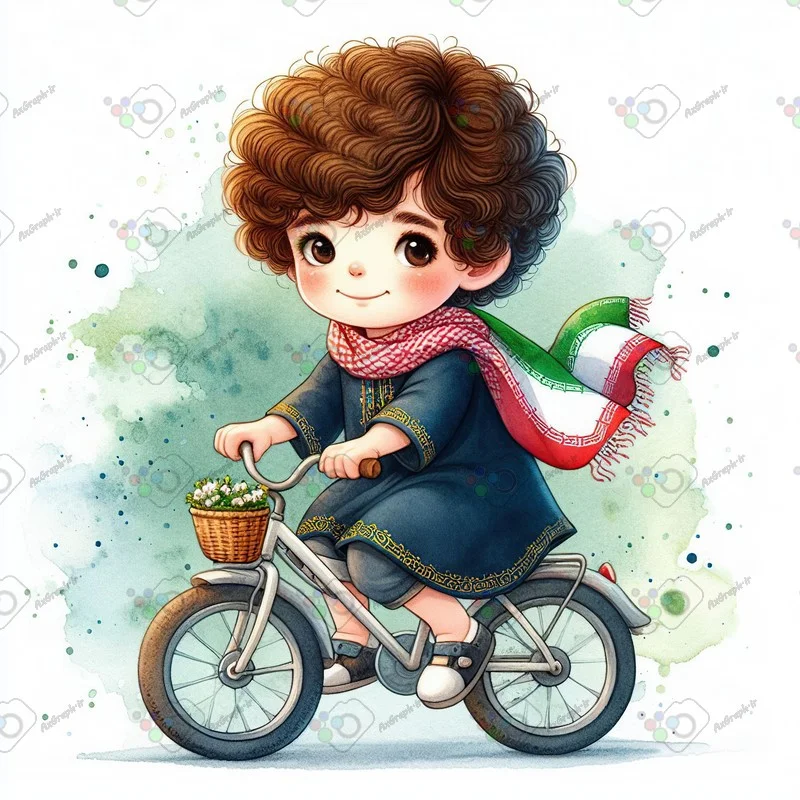 بک گراند کودکانه پسر بچه ایرانی در حال دوچرخه سواری-کد 43909(ویژه عکس گراف)