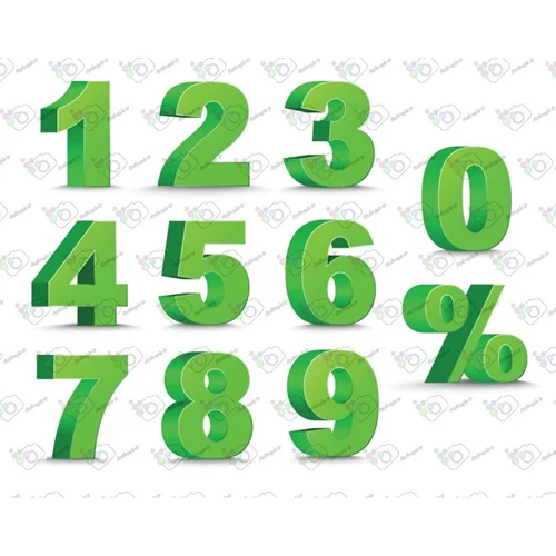 دانلود وکتور اعداد انگلیسی سه بعدی سبز-کد 10324
