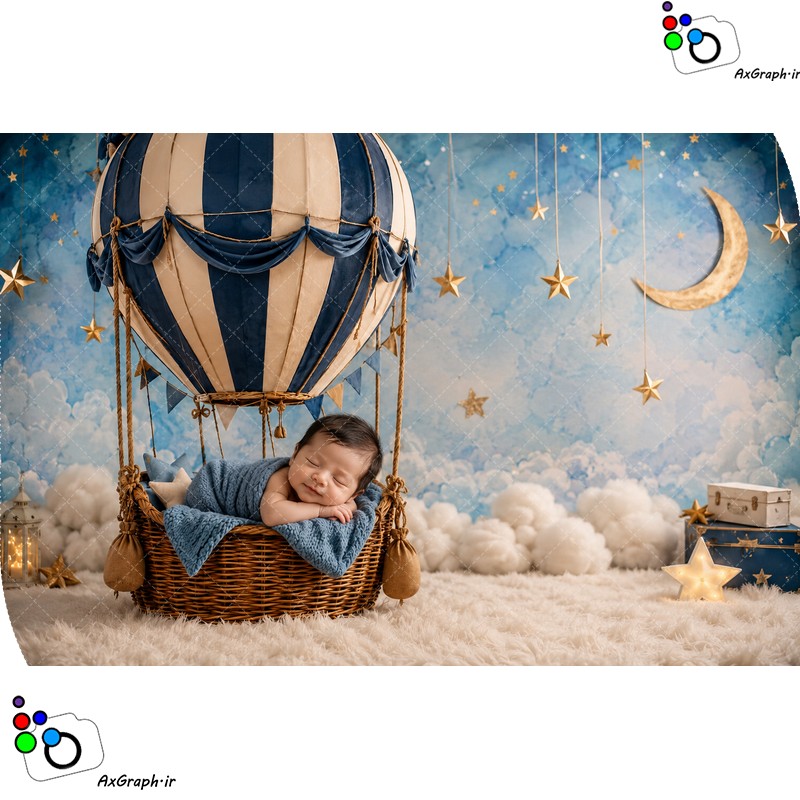 بک دراپ نوزاد بالون و آسمان پر ستاره-کد 55539(ویژه عکس گراف)