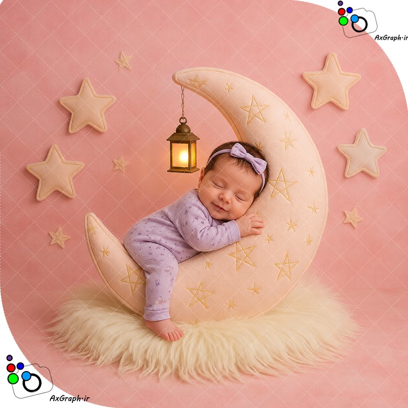 بک دراپ نوزاد ماه و فانوس-کد 55473(ویژه عکس گراف)
