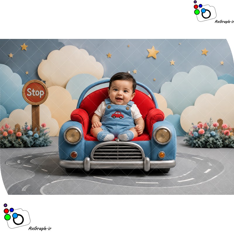 بک دراپ نوزاد مبل ماشینی-کد 55538(ویژه عکس گراف)