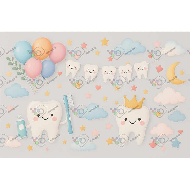 بک دراپ کودک تم دندونی-کد 55419(ویژه عکس گراف)