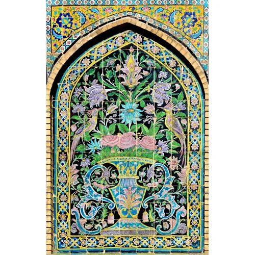 تصویر با کیفیت نمایی از کاشیکاری زیبای کاخ گلستان-کد 30136