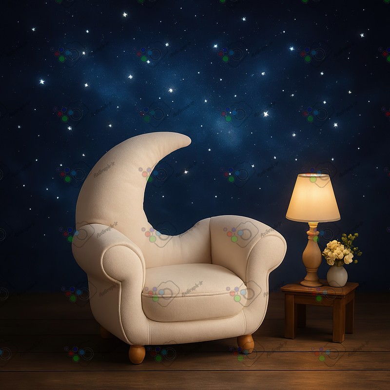 بک دراپ کودک و نوزاد مبل تم ماه-کد 55374(ویژه عکس گراف)